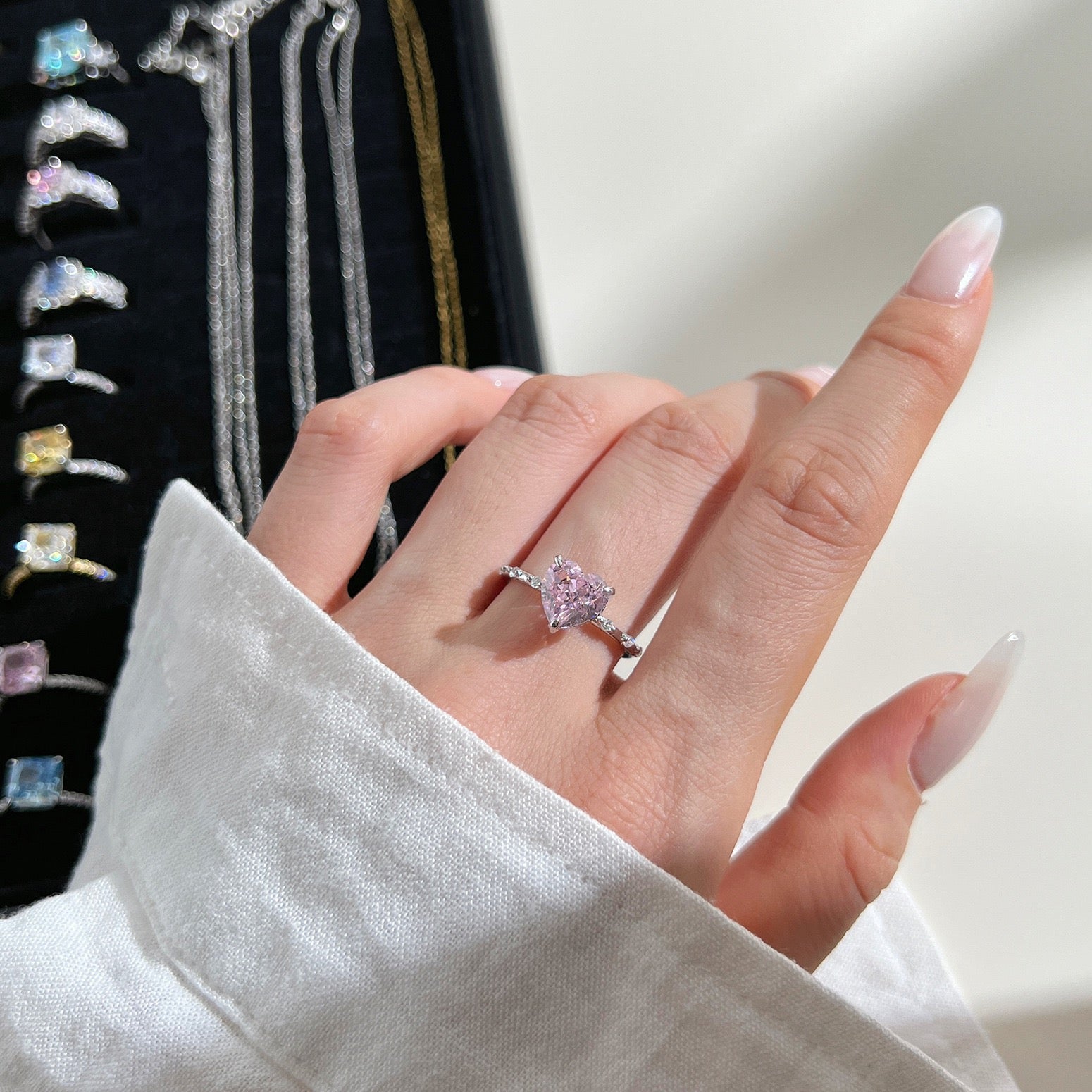 Velira Pink Silver Ring Collection