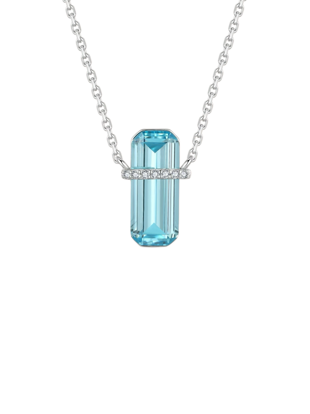 Velira Emerald Cut Blue D Necklace