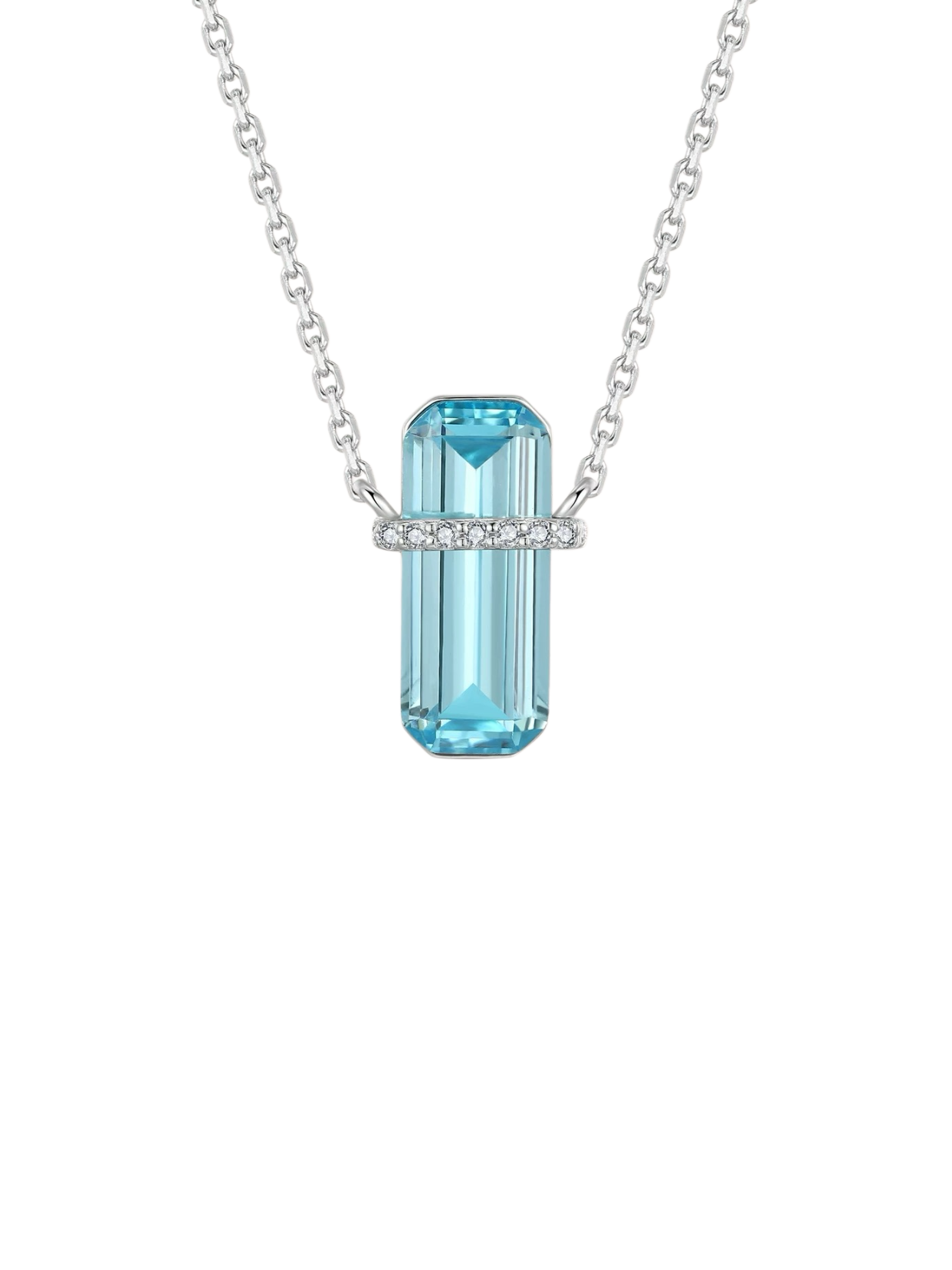 Velira Emerald Cut Blue D Necklace