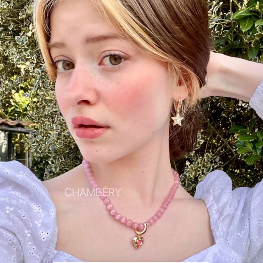 Velira Opal heart pentagram gemstone necklace