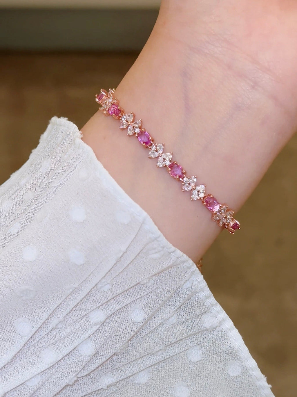 Velira Natural Pink Topaz Bow Bracelet