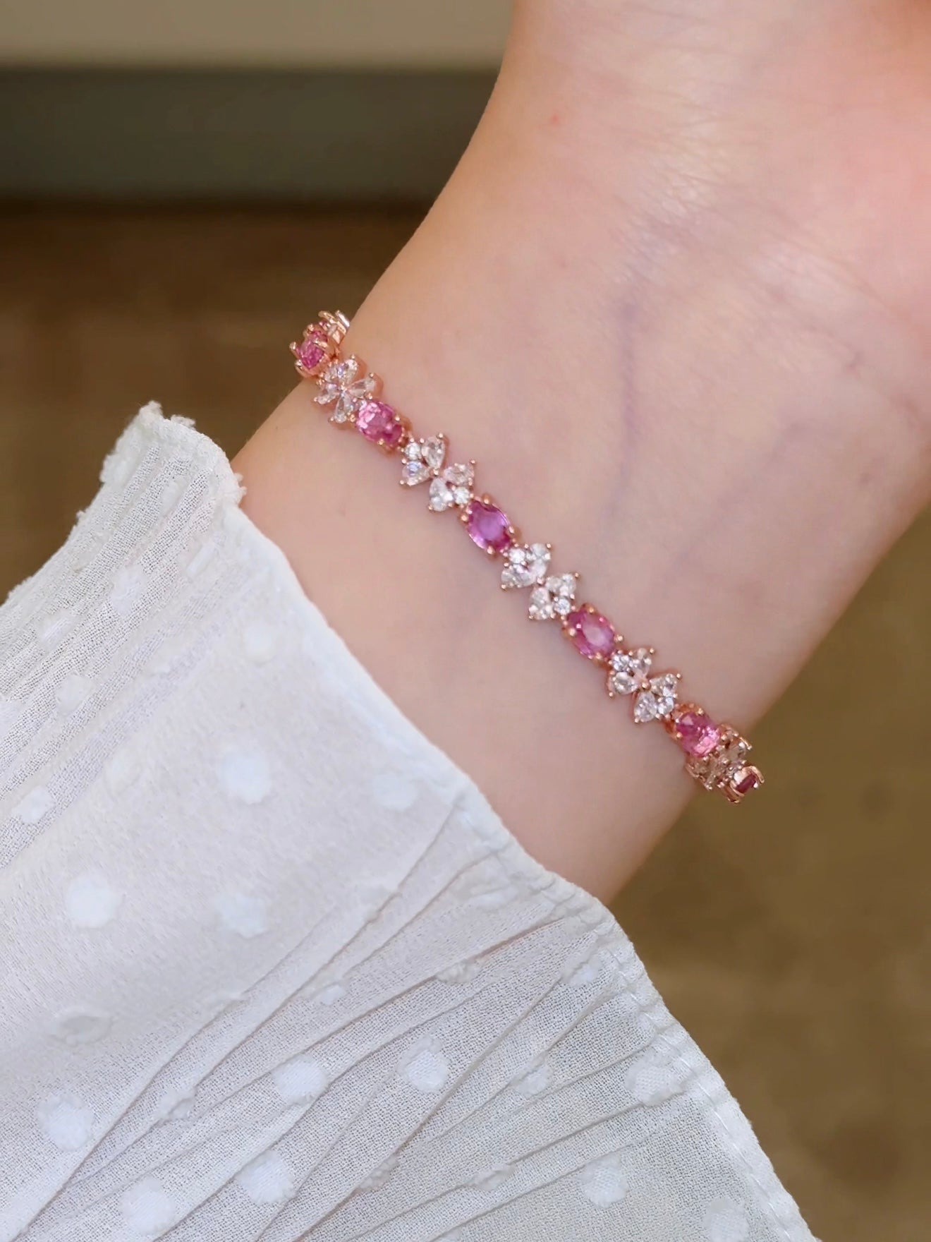 Velira Natural Pink Topaz Bow Bracelet