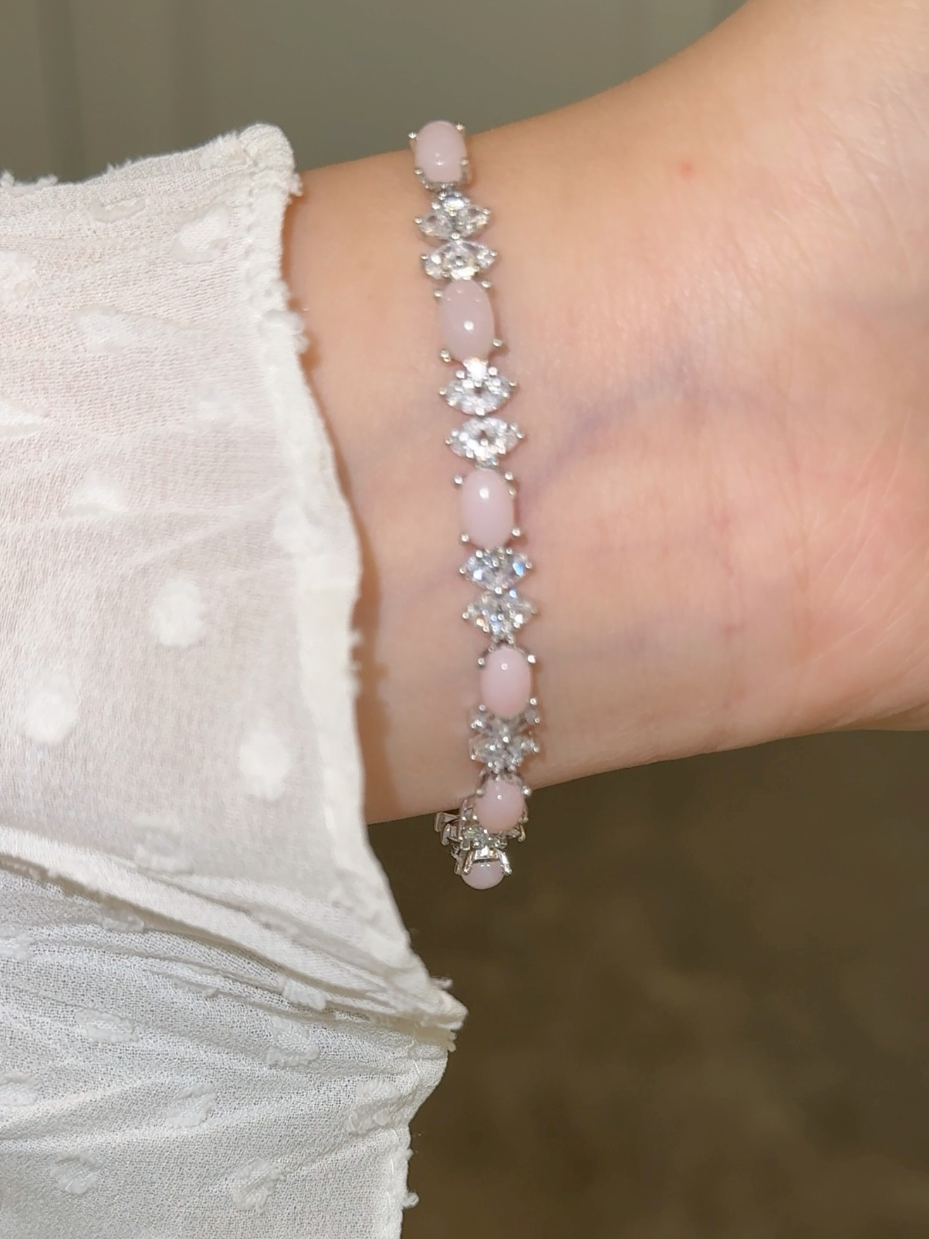 Velira Natural Pink Opal Bow Bracelet
