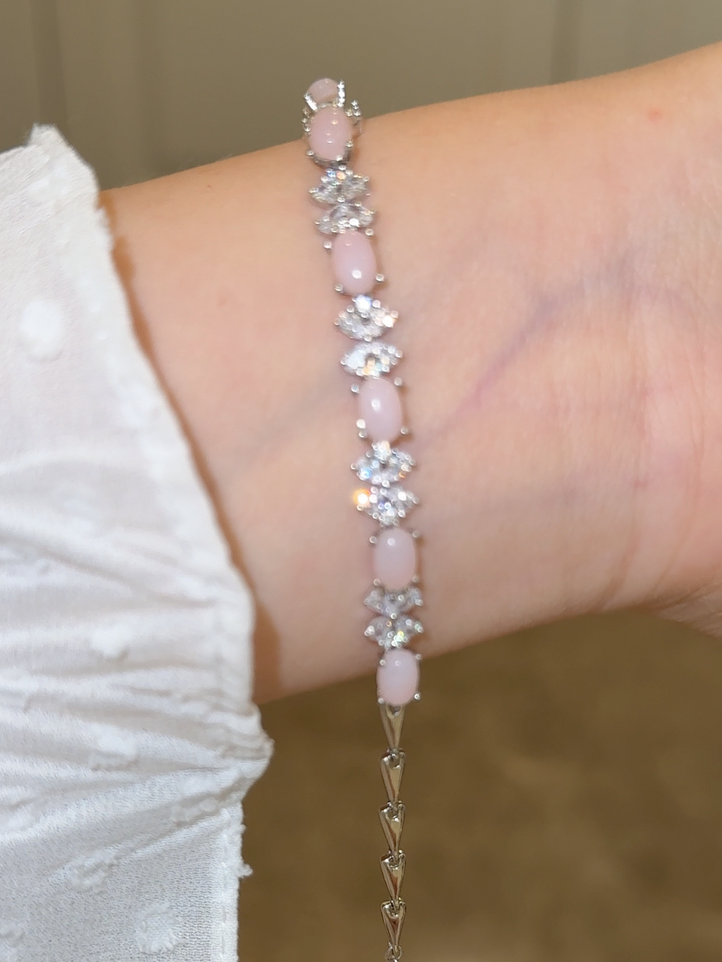 Velira Natural Pink Opal Bow Bracelet