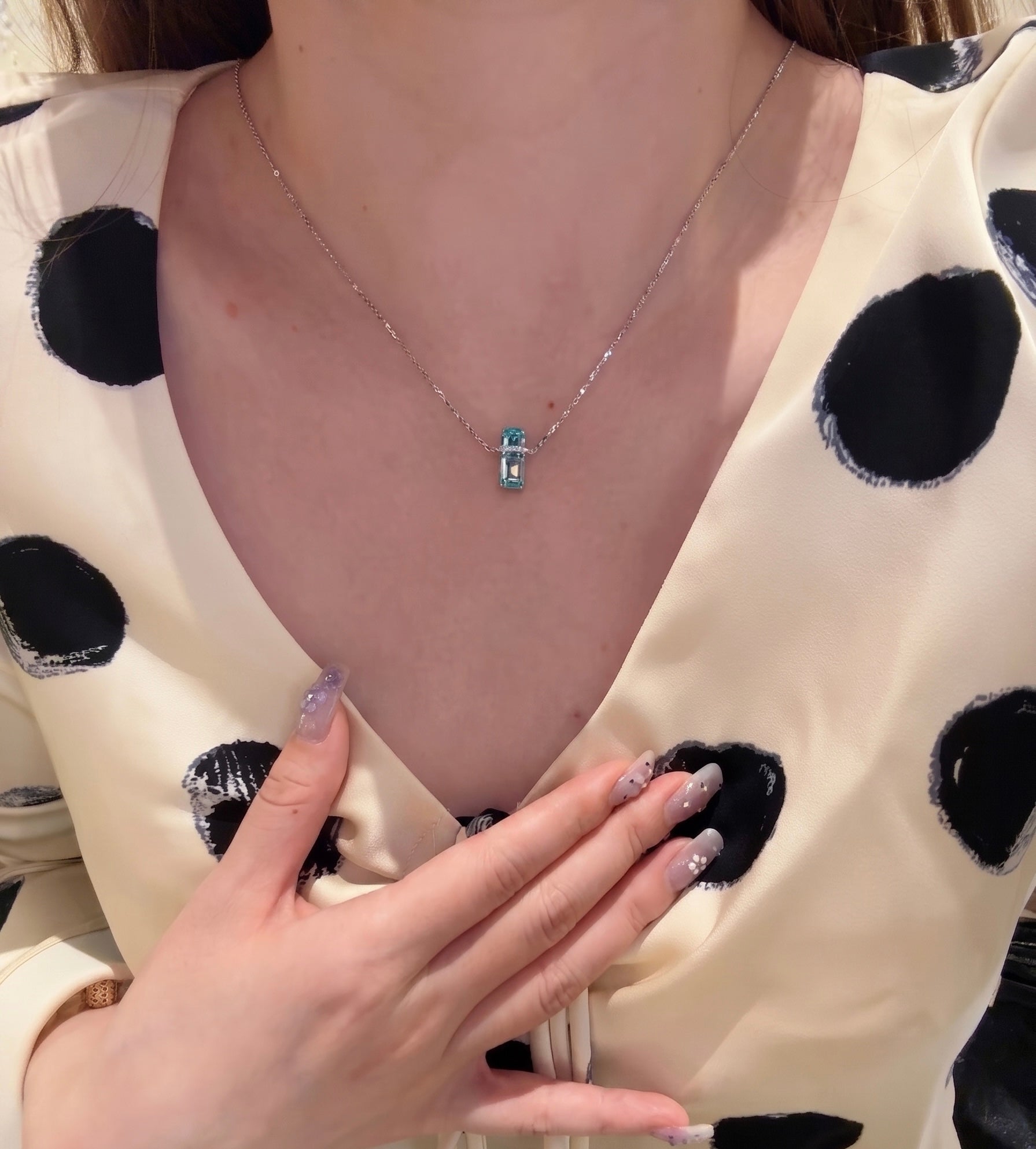 Velira Emerald Cut Blue D Necklace