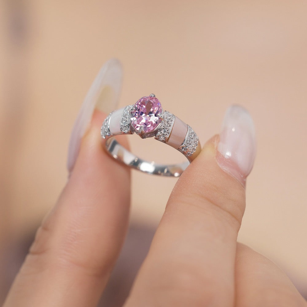 Velira Pink Silver Ring Collection