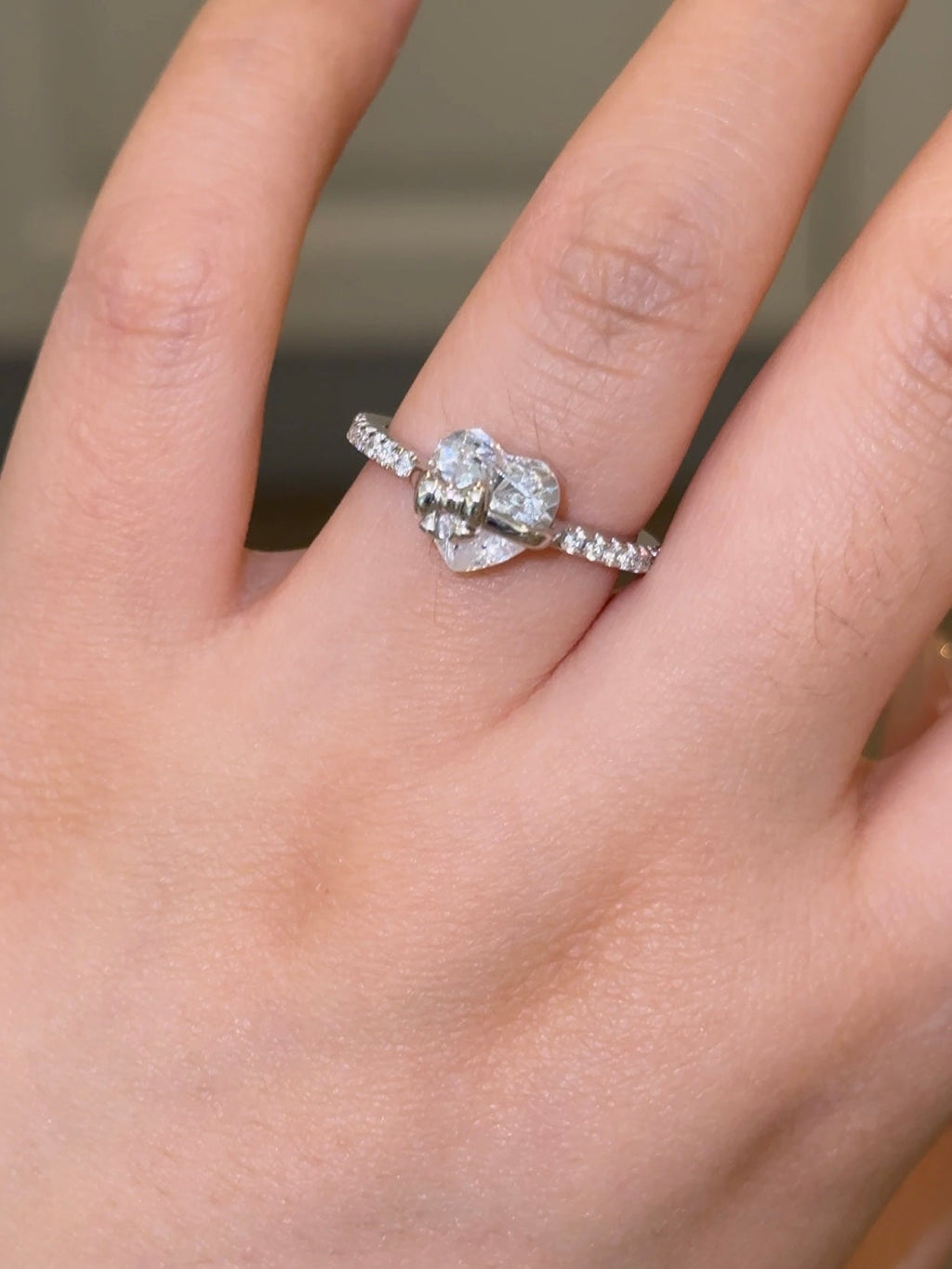 Velira Bow Heart Silver Ring