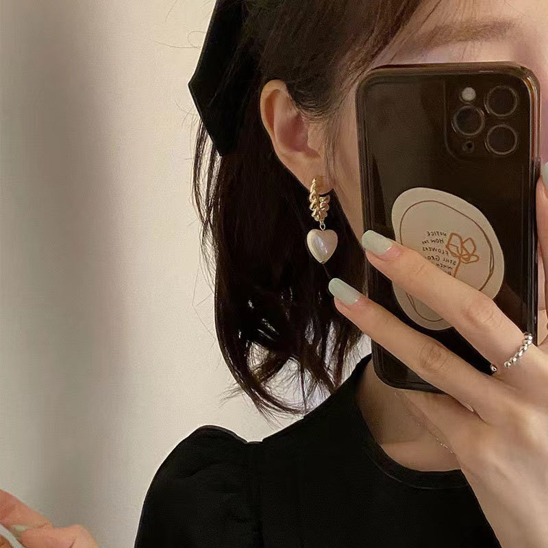 Velira Heart-shaped Pearl Pendant Drop Earrings