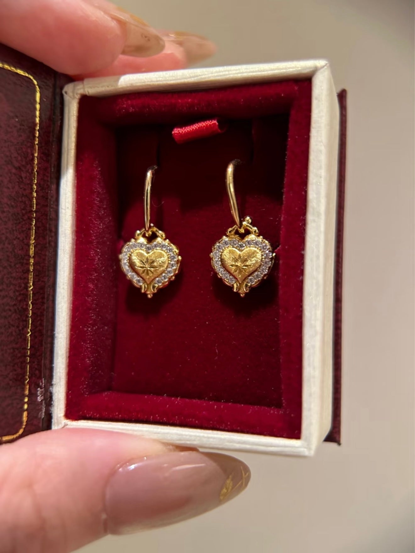 Velira Vintage Brushed Gold Diamond Earrings
