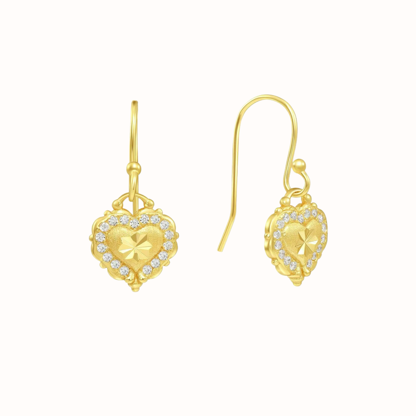 Velira Vintage Brushed Gold Diamond Earrings