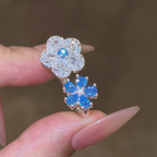 Velira Blue Double Flower Ring