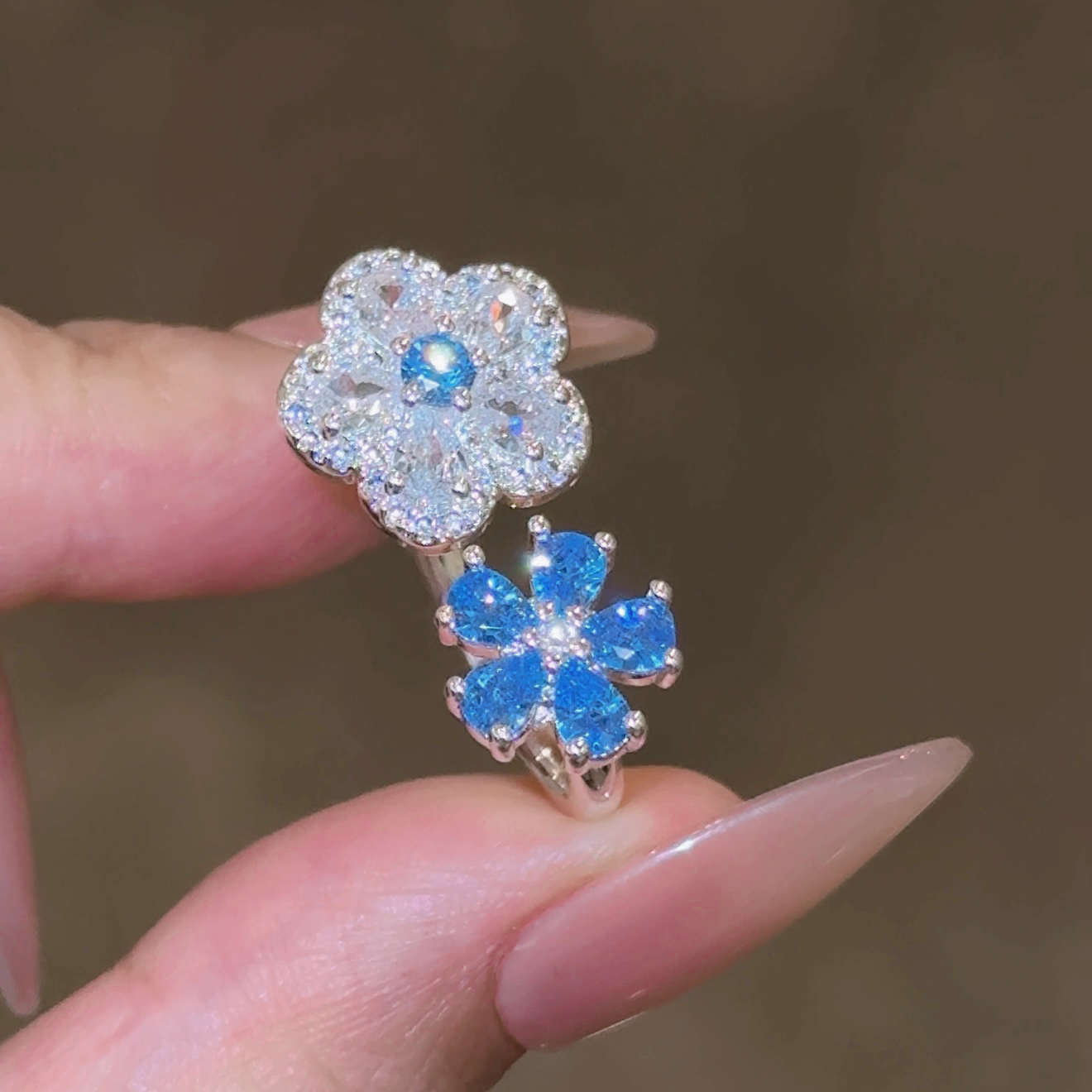 Velira Blue Double Flower Ring