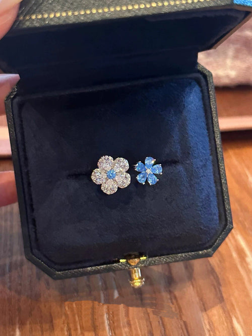 Velira Blue Double Flower Ring