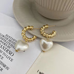 Velira Heart-shaped Pearl Pendant Drop Earrings