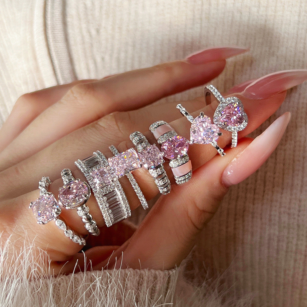 Velira Pink Silver Ring Collection