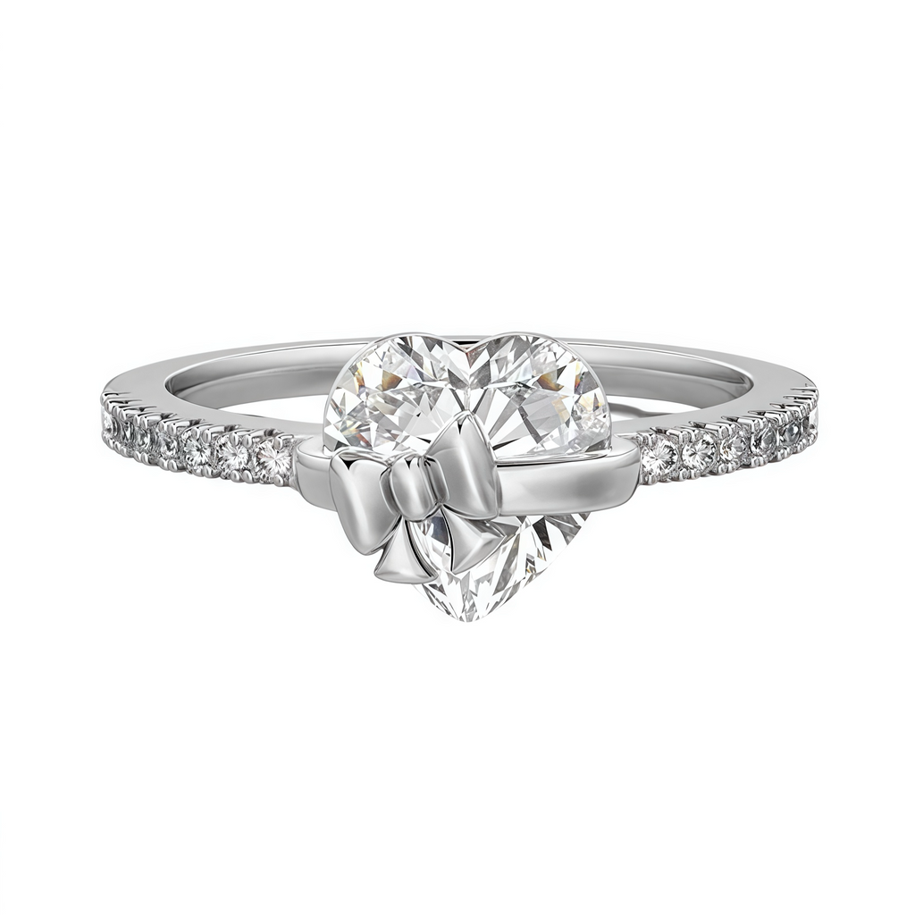 Velira Bow Heart Silver Ring