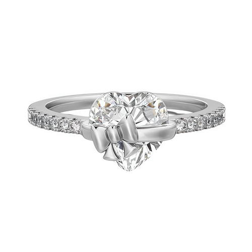 Velira Bow Heart Silver Ring