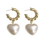 Velira Heart-shaped Pearl Pendant Drop Earrings
