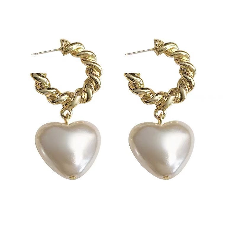 Velira Heart-shaped Pearl Pendant Drop Earrings