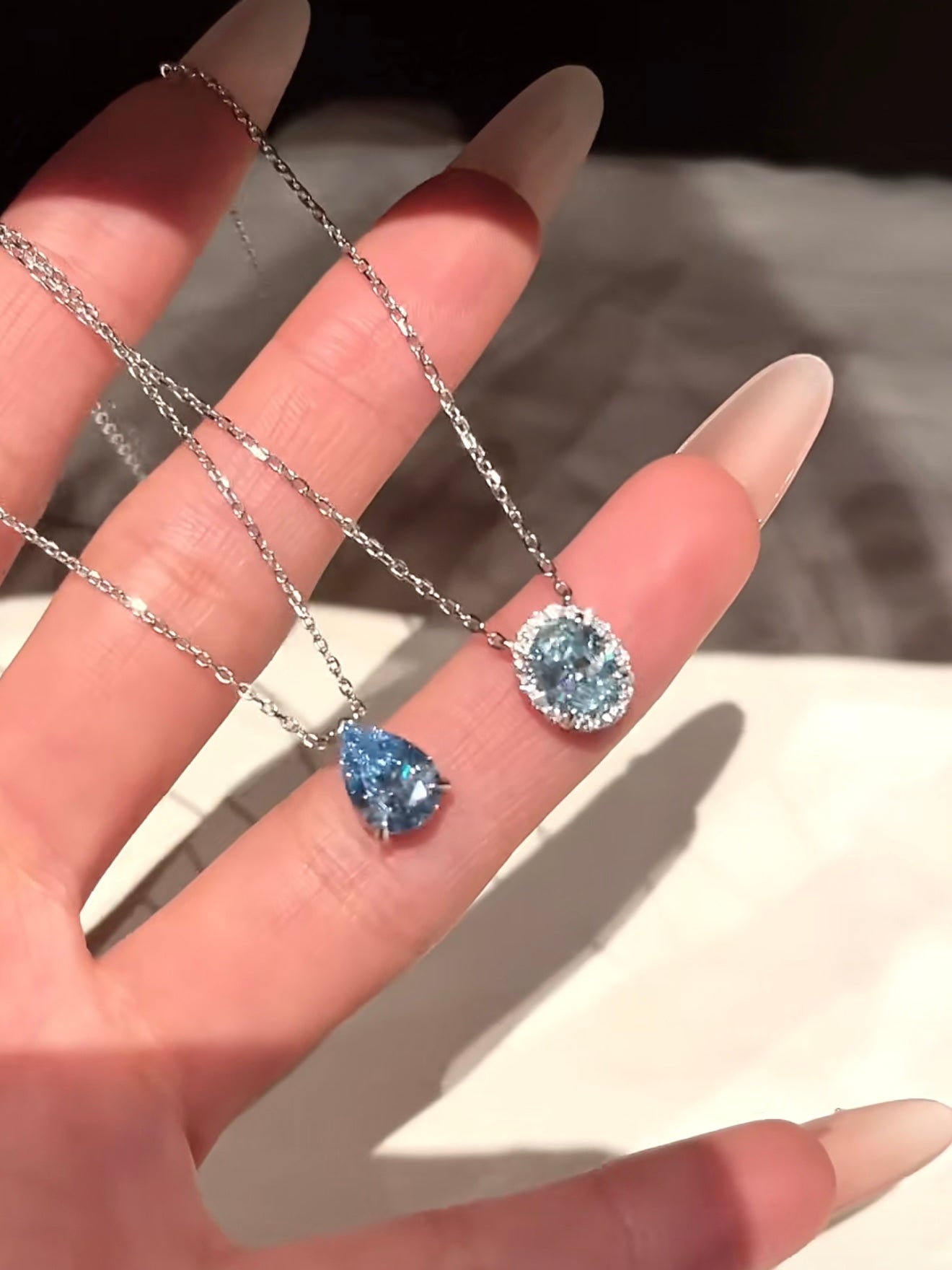 Velira Ice Blue D Teardrop Necklace