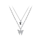 Velira s925 Double Butterfly Pendant Stacked Necklace